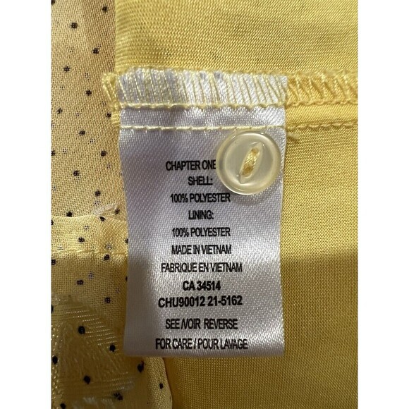 Blousology Women’s XL Flutter Sleeve Layered Lined Floral Print Polka Dot Yellow - Picture 7 of 8